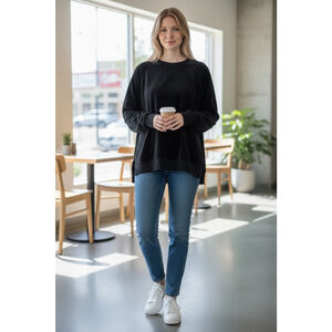 Women's COZY GEAR Navy Velour Sweatshirt L